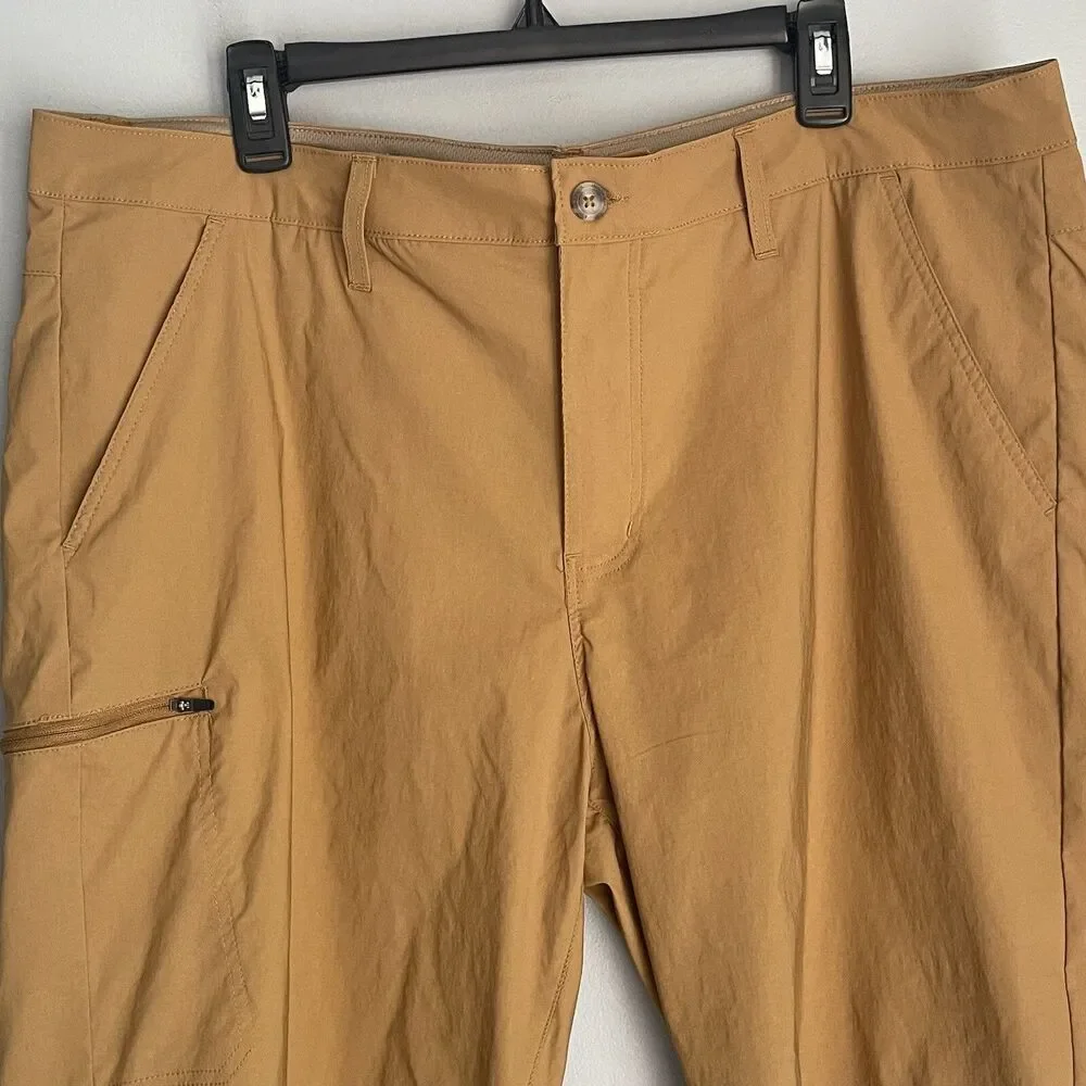 Eddie Bauer Flat Front Nylon Shorts Men's Size 40 Brown 10 Inch Inseam Logo
